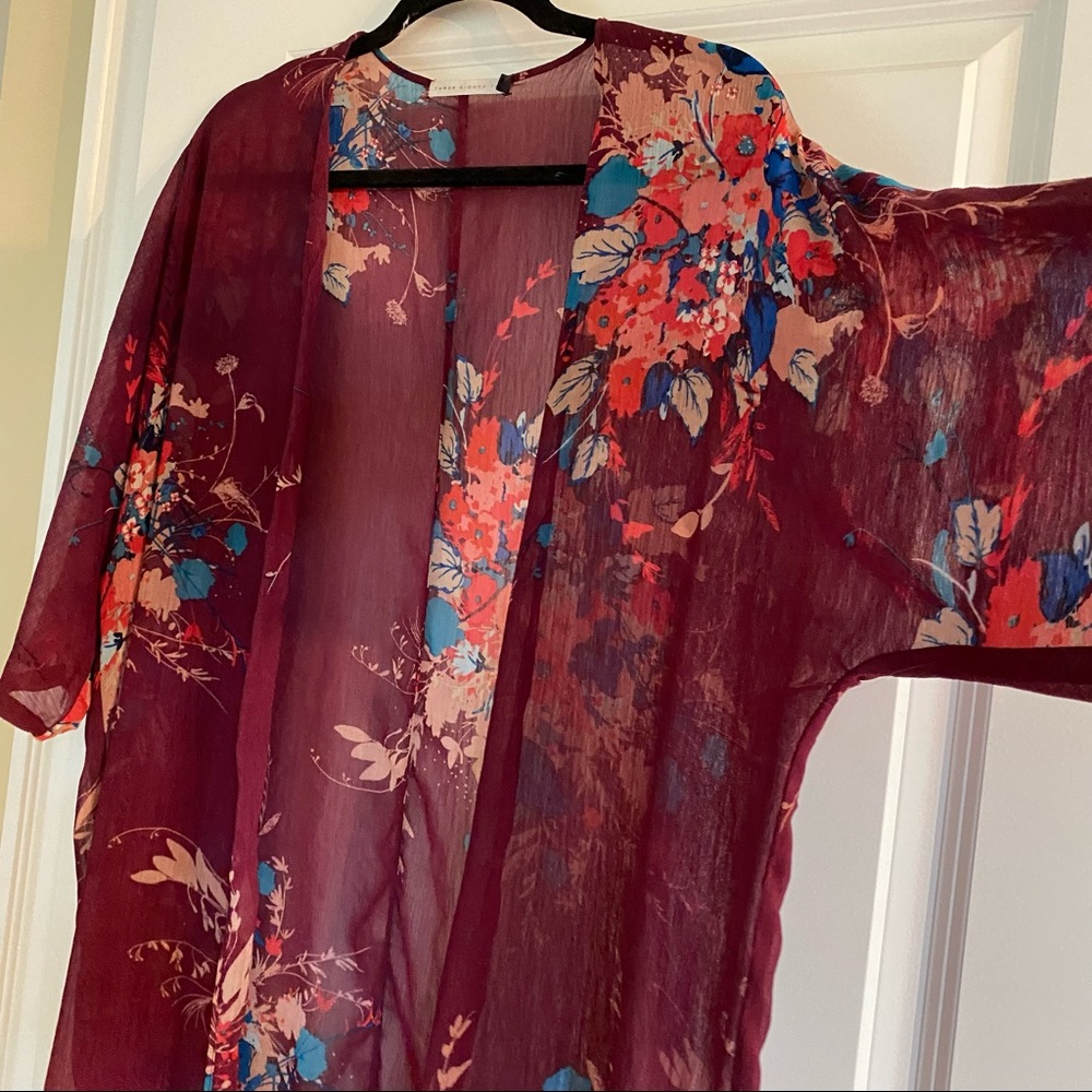 Semi Sheer Sleeveless Floral Kimono